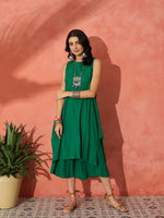 Thumbnail for InWeave Forest Green Short Kurta Palazzo Set