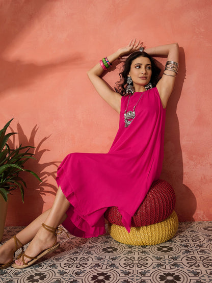 InWeave Fuchsia Short Kurta Palazzo Set - Distacart