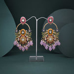 Thumbnail for Tehzeeb Creations Purple Beads Multi Colour Earrings - Distacart