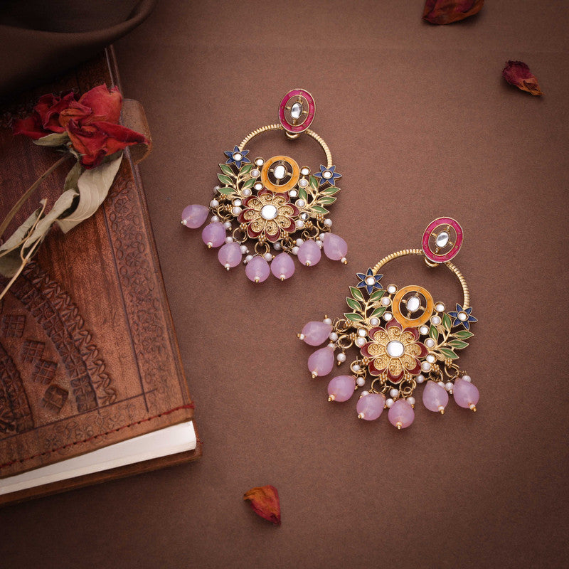 Tehzeeb Creations Purple Beads Multi Colour Earrings - Distacart