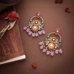 Thumbnail for Tehzeeb Creations Purple Beads Multi Colour Earrings - Distacart
