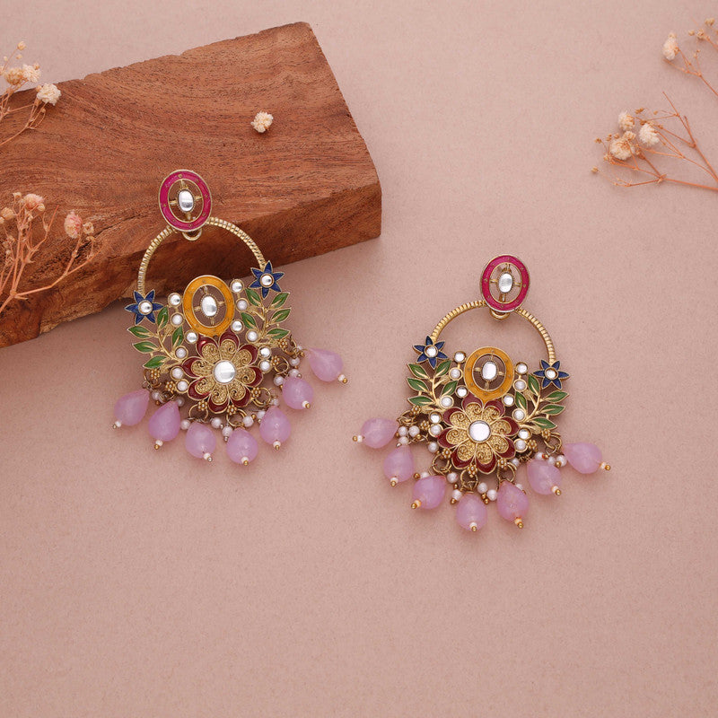 Tehzeeb Creations Purple Beads Multi Colour Earrings - Distacart