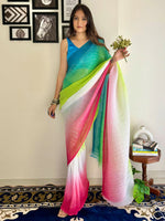 Thumbnail for Anouk Embellished Sequinned Pure Georgette Designer Saree - Distacart