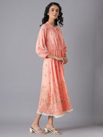 Thumbnail for AURELIA Peach-Coloured Floral Midi Dress