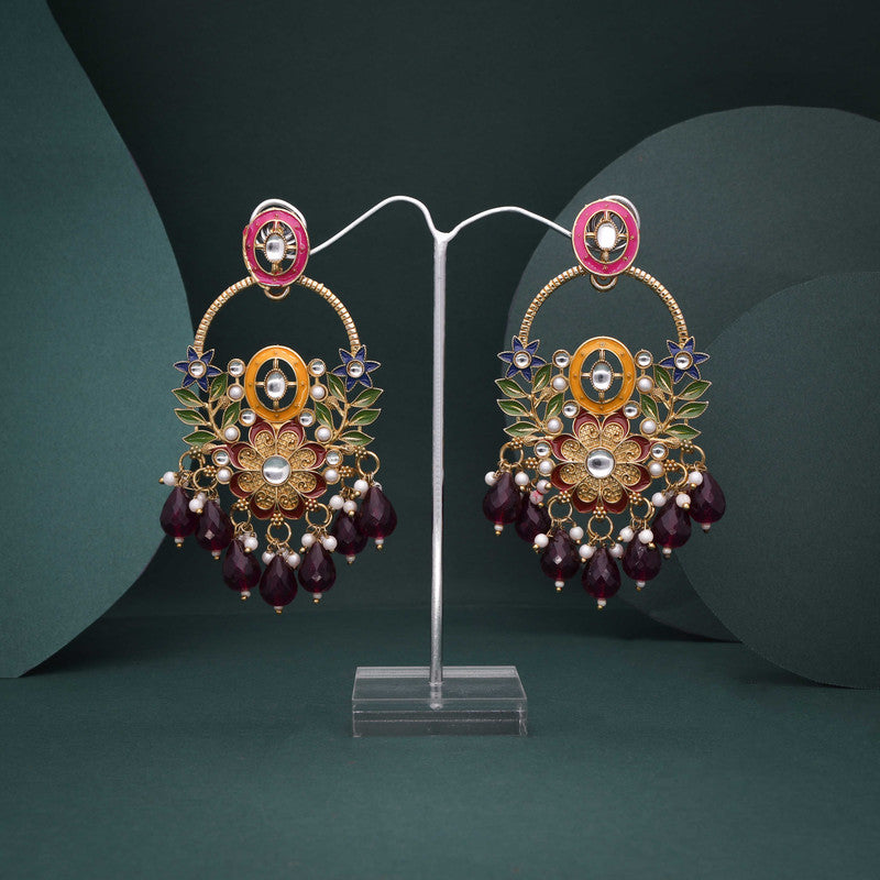 Tehzeeb Creations Pink Beads Multi Colour Earrings - Distacart