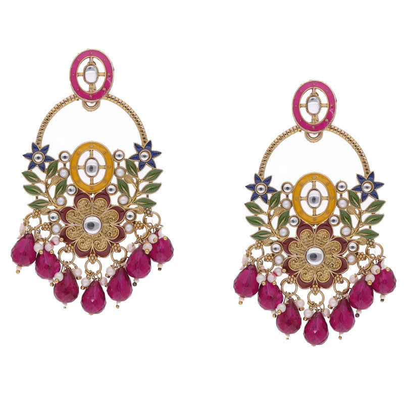 Tehzeeb Creations Pink Beads Multi Colour Earrings - Distacart