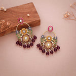 Thumbnail for Tehzeeb Creations Pink Beads Multi Colour Earrings - Distacart