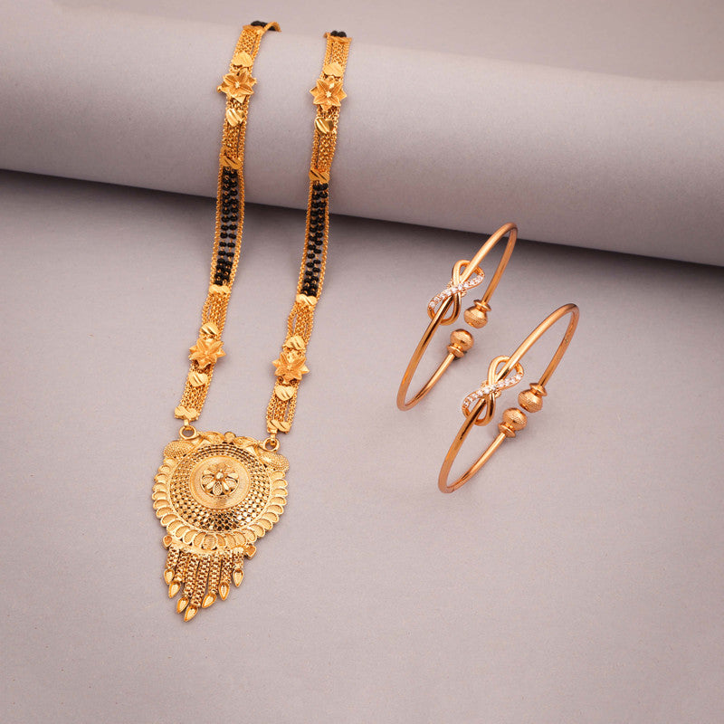 Tehzeeb Creations Gold-Polished Mangalsutra With Pair Of Bangle