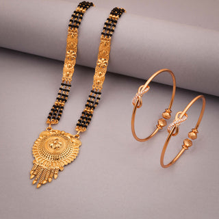 Tehzeeb Creations Gold-Polished Mangalsutra With Pair Of Bangle