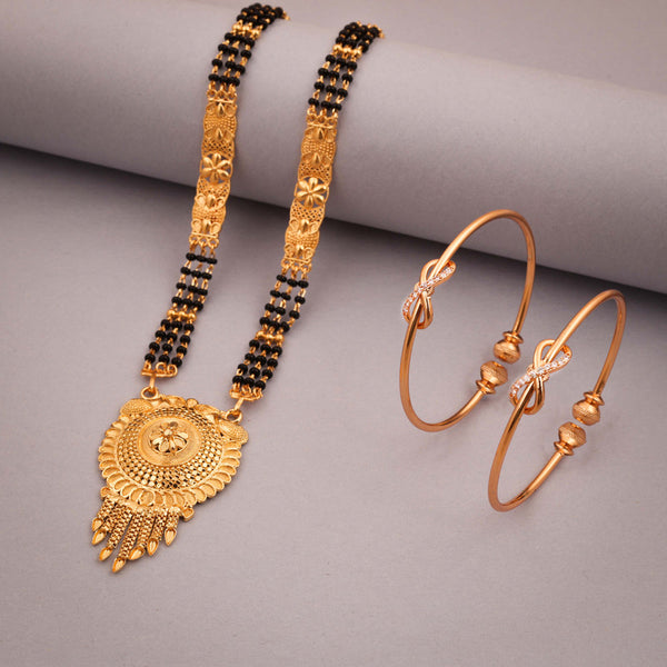 Tehzeeb Creations Gold-Polished Mangalsutra With Pair Of Bangle