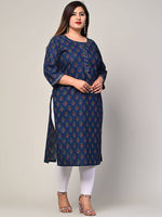 Thumbnail for Swasti Women Blue Ethnic Motifs Printed Thread Work Floral Kurta - Distacart