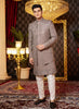 Raivat Ethnic Mens Art Silk Thread Work Indo Western In Brown Colour - Dista