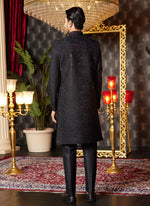 Thumbnail for Raivat Ethnic Mens Art Silk Thread Work Indo Western In Black Colour - Dista