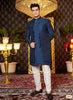Raivat Ethnic Mens Art Silk Thread Work Indo Western In Blue Colour - Dista