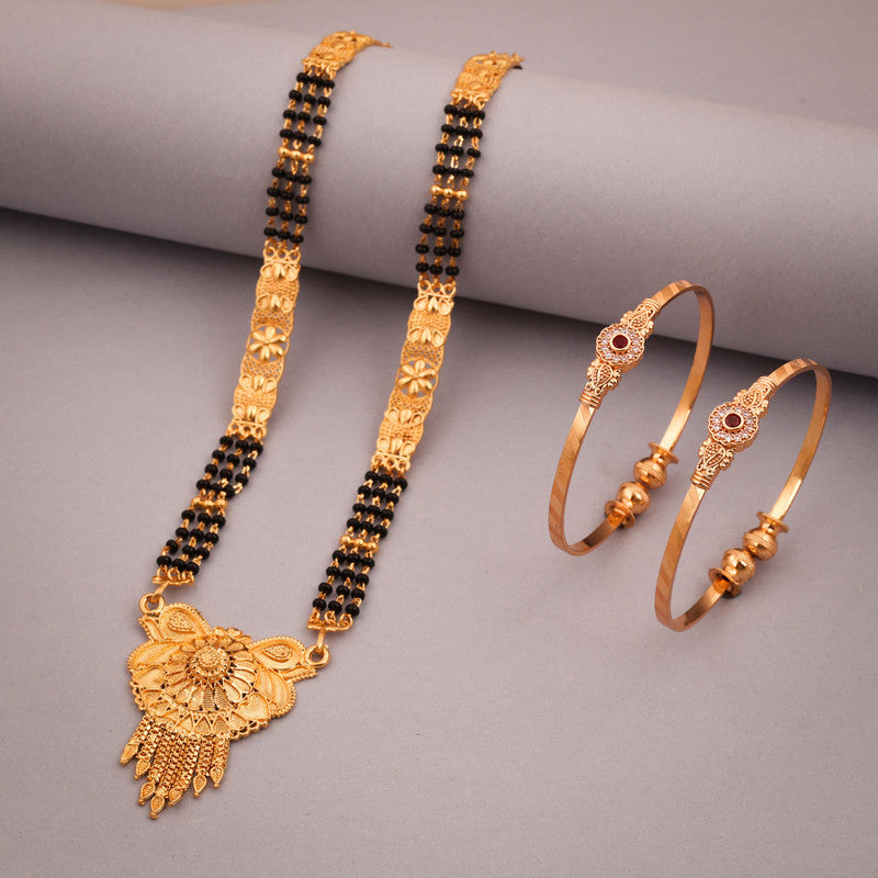Tehzeeb Creations Gold-Polished Mangalsutra With Pair Of Bangle