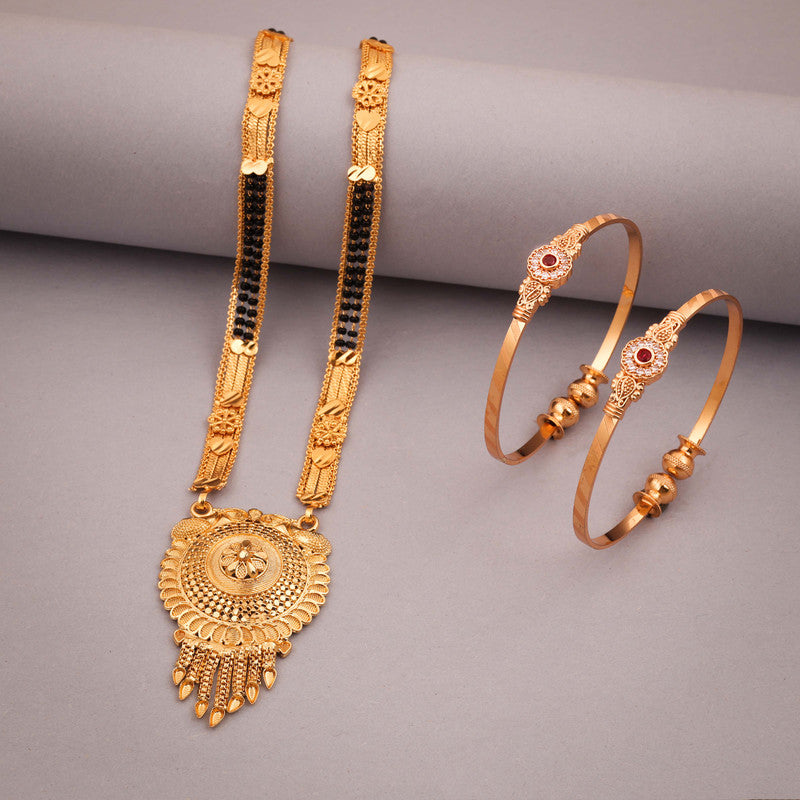 Tehzeeb Creations Gold-Polished Mangalsutra With Pair Of Bangle - Distacart