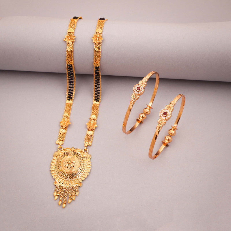 Tehzeeb Creations Gold-Polished Mangalsutra With Pair Of Bangle - Distacart
