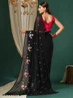 Thumbnail for NOZ2TOZ Women's Chiffon Pink Embroidered Designer Saree With Blouse Piece - Distacart