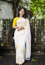 Thumbnail for Yellow Poly Georgette Tie and Dye Saree with Unstitched Blouse - Hiral Fashion - Distacart