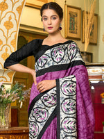 Thumbnail for NOZ2TOZ Women's Bhagalpuri Silk Black Printed Designer Saree With Blouse Piece - Distacart