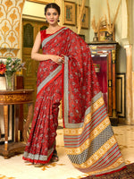 Thumbnail for NOZ2TOZ Women's Bhagalpuri Silk Red Printed Designer Saree With Blouse Piece - Distacart