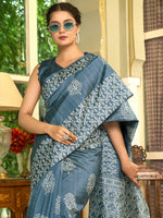 Thumbnail for NOZ2TOZ Women's Bhagalpuri Silk Grey Printed Designer Saree With Blouse Piece - Distacart