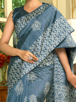 Thumbnail for NOZ2TOZ Women's Bhagalpuri Silk Grey Printed Designer Saree With Blouse Piece - Distacart