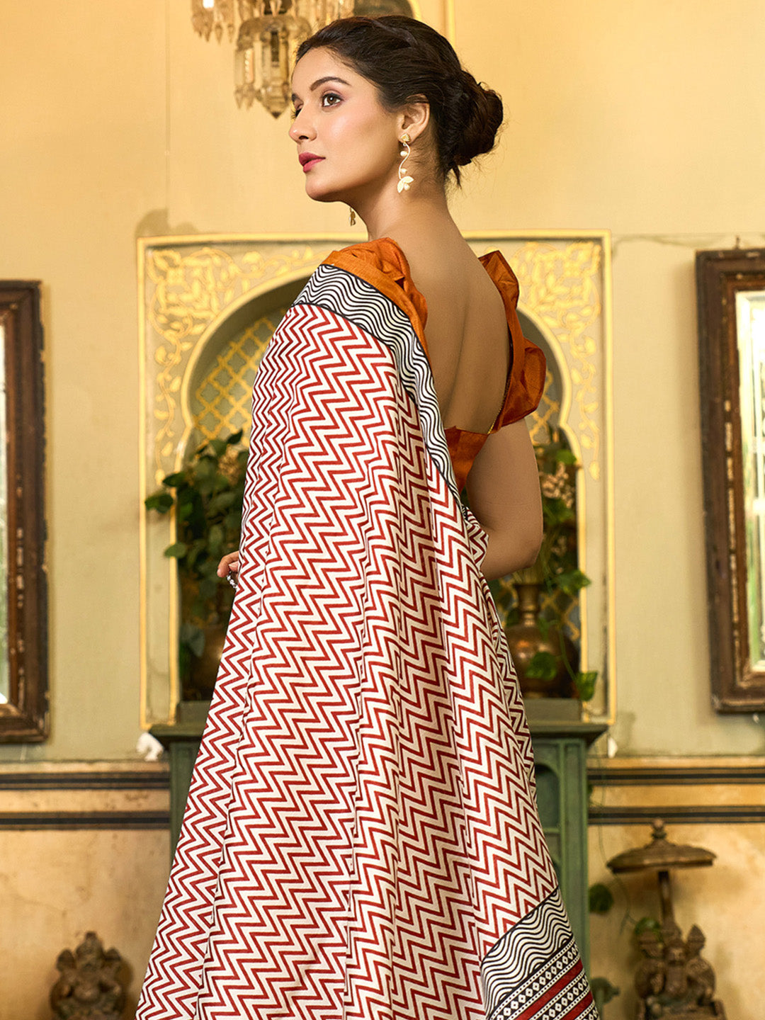 NOZ2TOZ Women's Bhagalpuri Silk Camel Brown Printed Designer Saree With Blouse Piece - Distacart