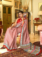 Thumbnail for NOZ2TOZ Women's Bhagalpuri Silk Red Printed Designer Saree With Blouse Piece - Distacart