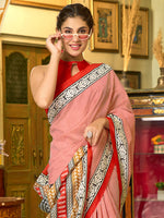 Thumbnail for NOZ2TOZ Women's Bhagalpuri Silk Red Printed Designer Saree With Blouse Piece - Distacart