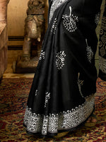 Thumbnail for NOZ2TOZ Women's Bhagalpuri Silk Black Printed Designer Saree With Blouse Piece - Distacart