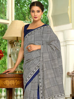 Thumbnail for NOZ2TOZ Women's Bhagalpuri Silk Navy Blue Printed Designer Saree With Blouse Piece - Distacart