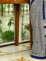 Thumbnail for NOZ2TOZ Women's Bhagalpuri Silk Navy Blue Printed Designer Saree With Blouse Piece - Distacart