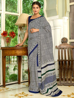 Thumbnail for NOZ2TOZ Women's Bhagalpuri Silk Navy Blue Printed Designer Saree With Blouse Piece - Distacart