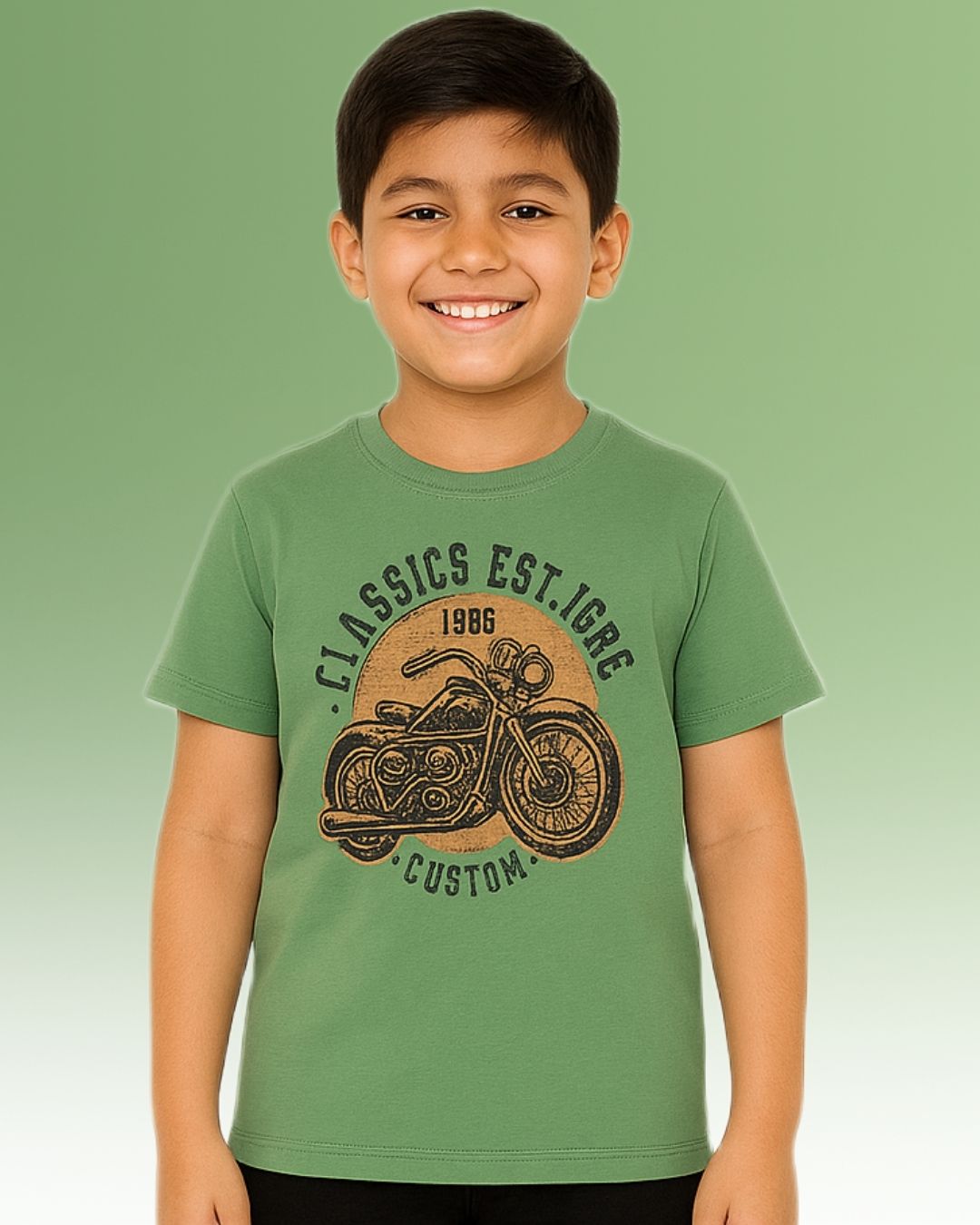 Chilins Round Neck Printed Cotton Tshirt, Color- Olive - Distacart