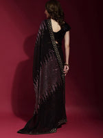 Thumbnail for Anouk Black & Pink Embellished Sequinned Pure Georgette Saree - Distacart