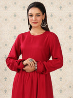 Thumbnail for Ode by House of Pataudi Puff Sleeves A-Line Kurta - Distacart