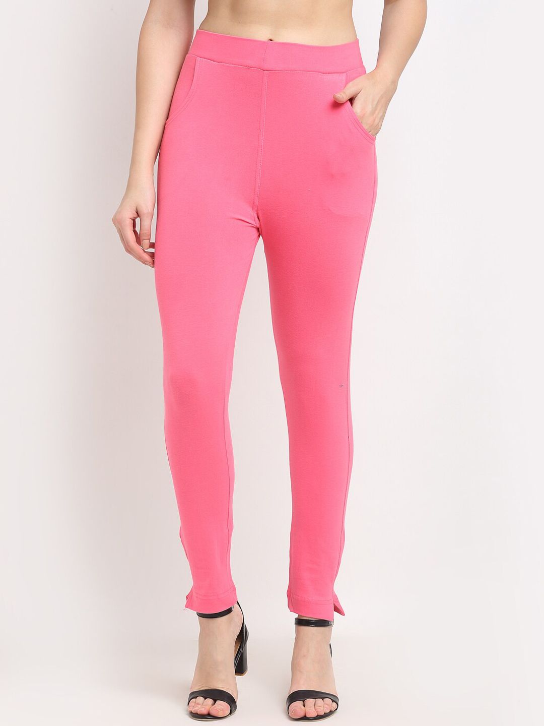 TAG 7 Women Pink Solid Ankle-Length Leggings - Distacart