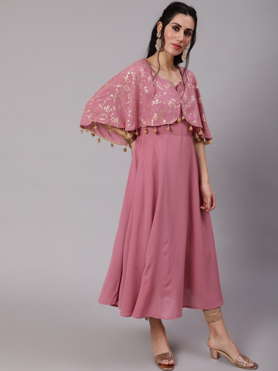 Aks Yoke Design Flared Sleeves Georgette Anarkali Kurta - Distacart