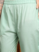 Thumbnail for Vishudh Green Printed Gotta Patti Pure Cotton Straight Kurta With Trousers & Dupatta