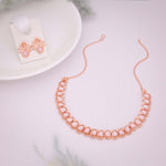 Thumbnail for Tehzeeb Creationss Rose Gold Polish Baby Pink Colour Necklace With Pair Of Earrings - Distacart