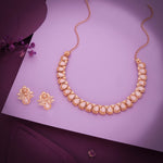 Thumbnail for Tehzeeb Creationss Rose Gold Polish Baby Pink Colour Necklace With Pair Of Earrings - Distacart