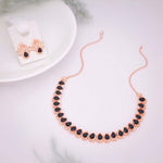 Thumbnail for Tehzeeb Creationss Rose Gold Polish Black Colour Necklace With Pair Of Earrings - Distacart