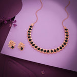 Thumbnail for Tehzeeb Creationss Rose Gold Polish Black Colour Necklace With Pair Of Earrings - Distacart