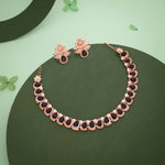 Thumbnail for Tehzeeb Creationss Rose Gold Polish Black Colour Necklace With Pair Of Earrings - Distacart
