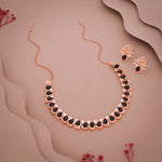 Thumbnail for Tehzeeb Creationss Rose Gold Polish Black Colour Necklace With Pair Of Earrings - Distacart