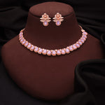 Thumbnail for Tehzeeb Creationss Rose Gold Polish Lavender Colour Necklace With Pair Of Earrings - Distacart
