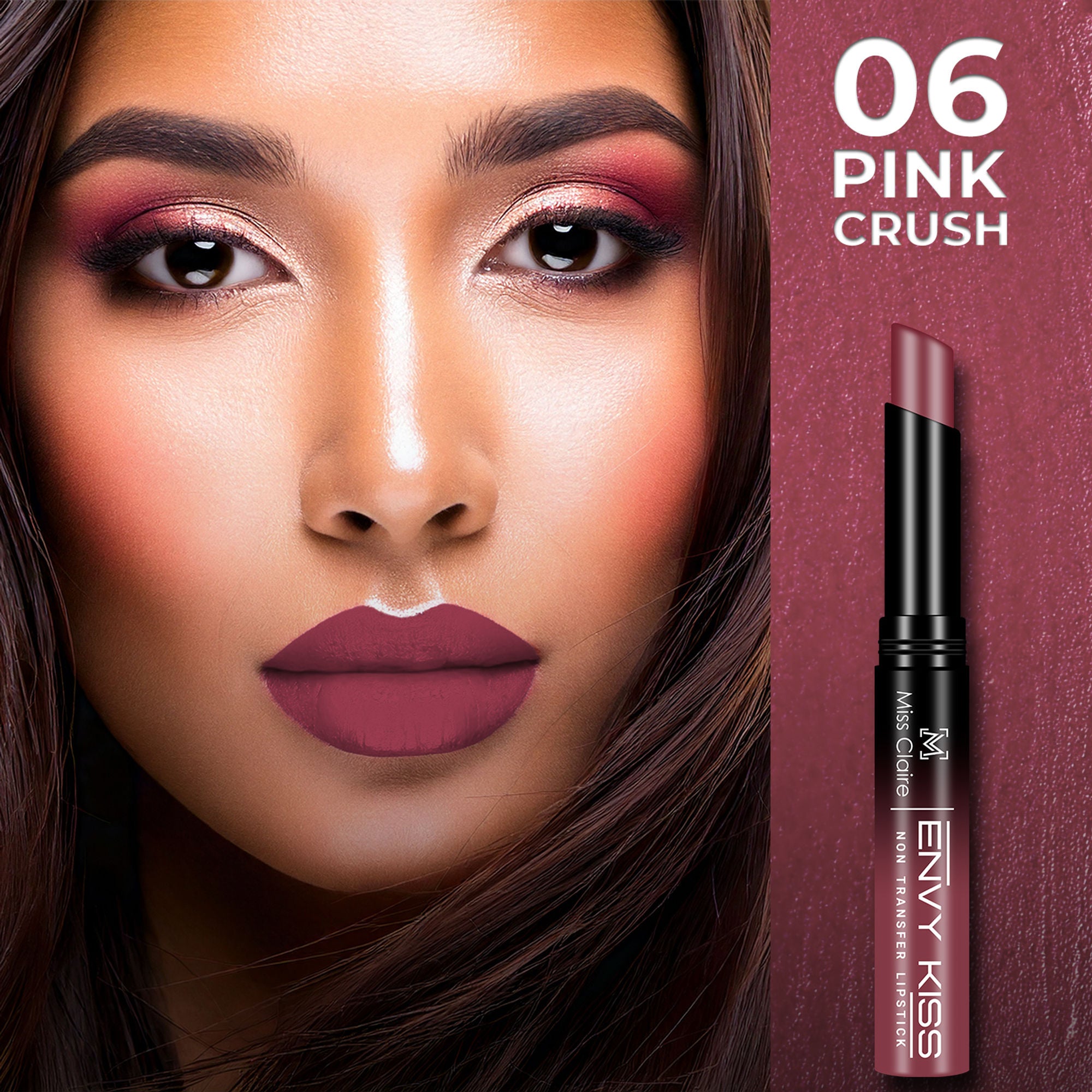 Miss Claire Envy Kiss Non Transfer Lipstick - 06 Pink Crush