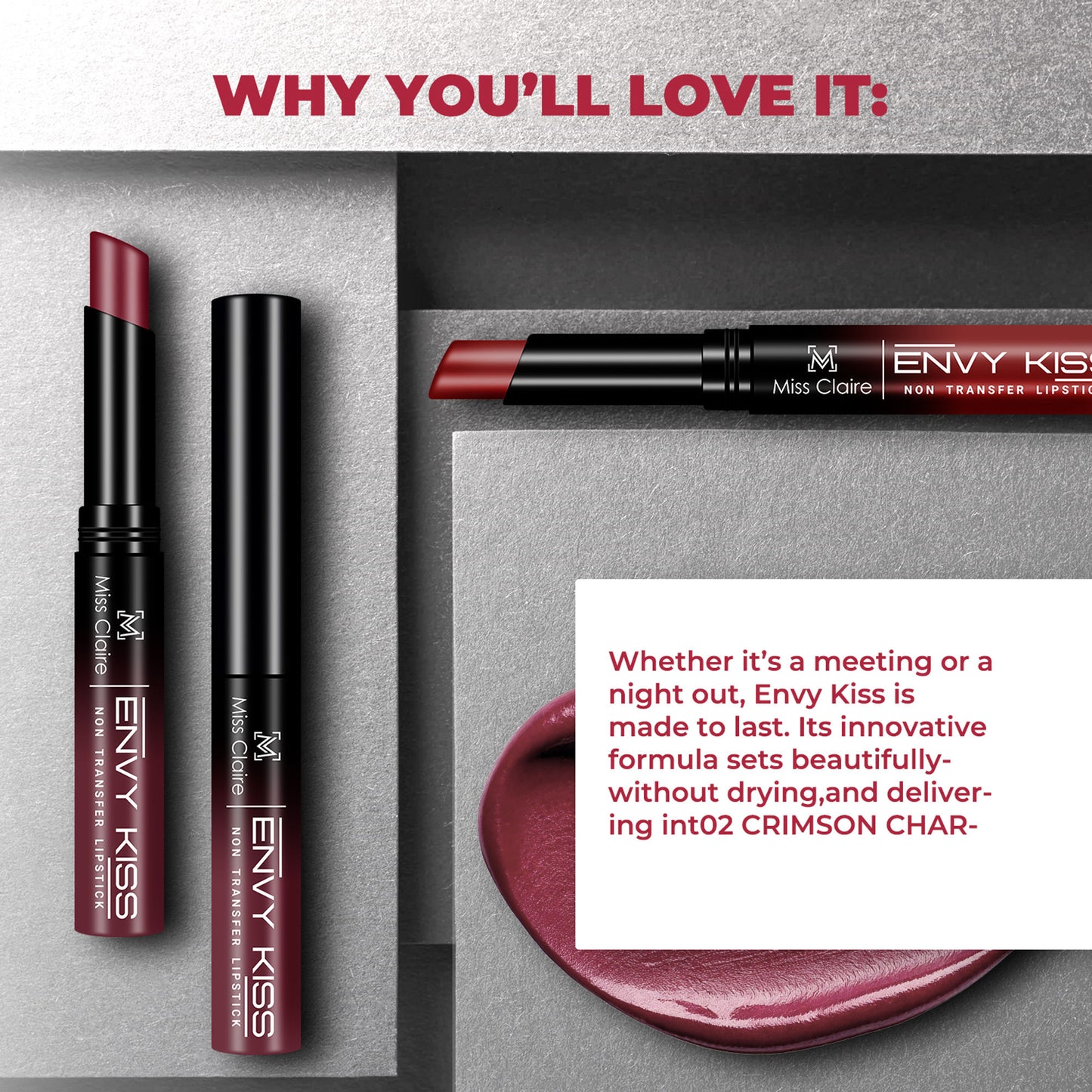 Miss Claire Envy Kiss Non Transfer Lipstick - 11 Cookie - Distacart
