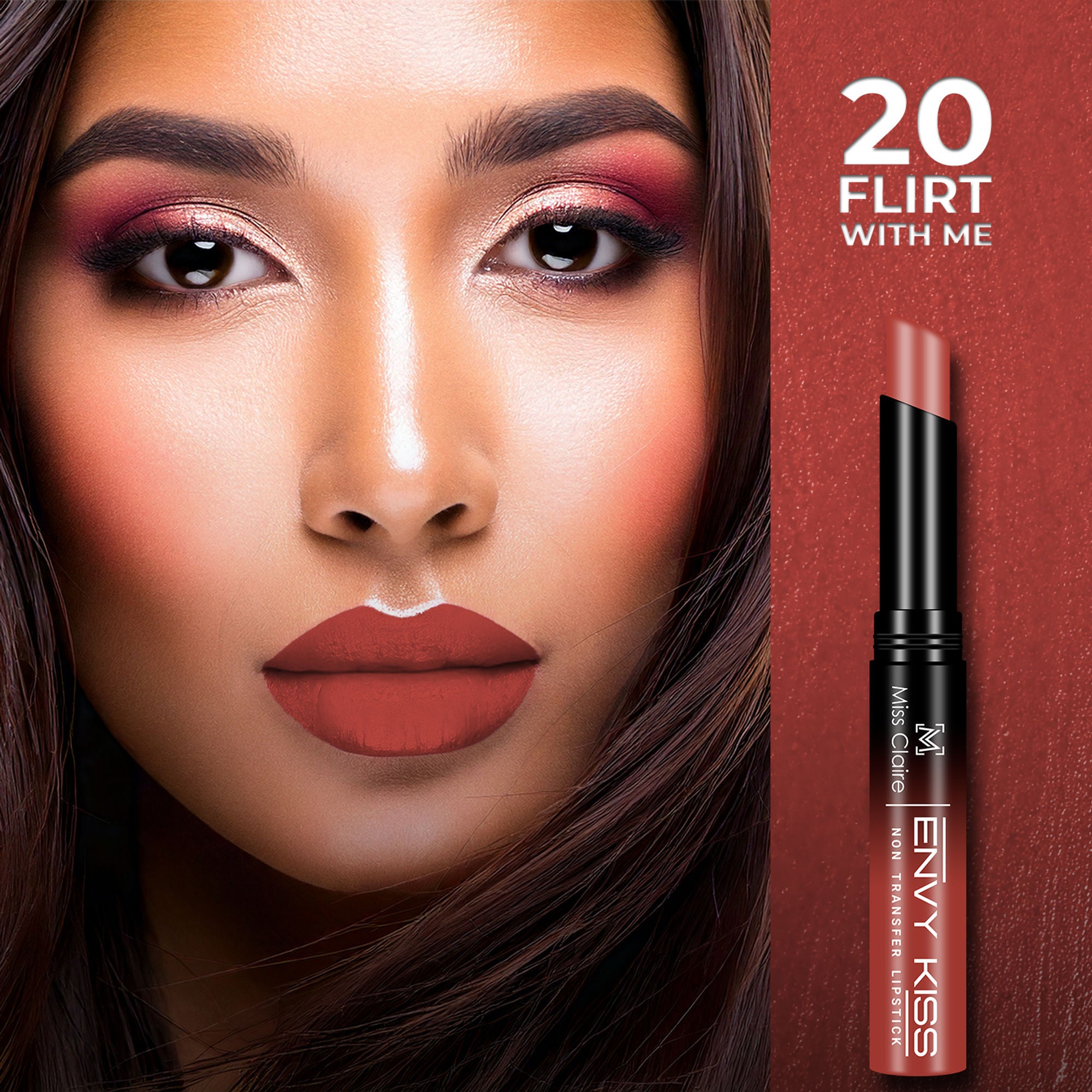 Miss Claire Envy Kiss Non Transfer Lipstick - 20 Flirt With Me - Distacart